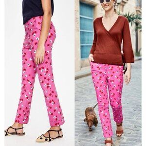 Boden Pink Red Floral Sorrento Ankle Skimmer Resort Pants 10P Ditzy Boho Preppy